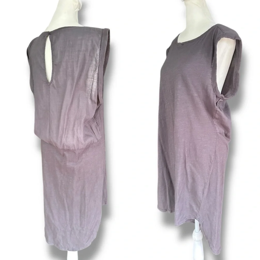 Michael Stars Gray Cotton Rolled Shoulder Sleeveless Shift Mini Dress | Large - Picture 4 of 12